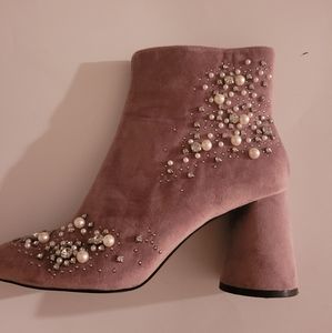 Zara trafaluc  velvet  pink  whit ringstones
